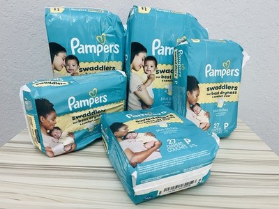  Pampers Swaddlers Diapers Bundle Size 1 & P Lot 5 Packs New Sealed