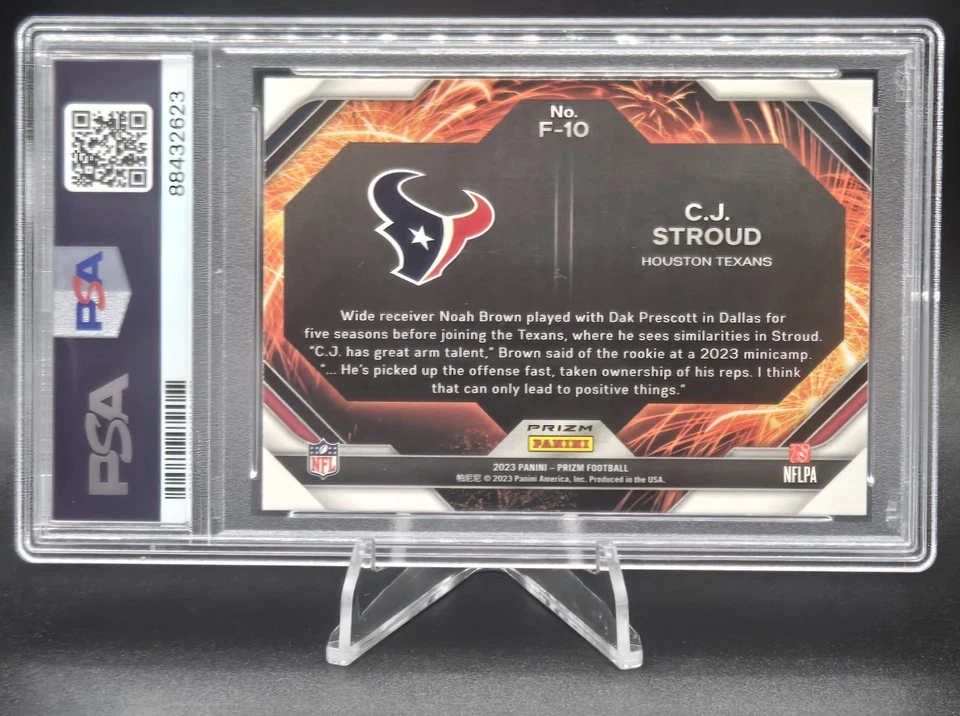 2023 Panini Prizm CJ Stroud Fireworks Green Ice Houston Texans NFL PSA 10 - Image 3 of 3