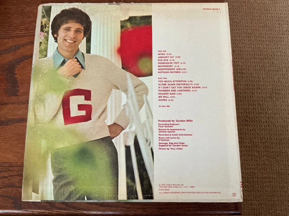 Gilbert O'Sullivan – Himself LP 1971 MAM Records — 第 2/2 张图片