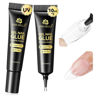 Super Strong Nail Glue: 2Pcs*10Ml Semi Solid Nail Glue for Press Ons No Lamp Nee