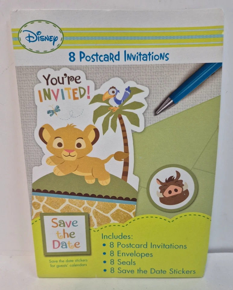 BABY LION KING Dulce Círculo de Vida INVITACIONES (8) ~ Tarjeta de Suministros para Fiesta de Ducha Foto 2 de 2