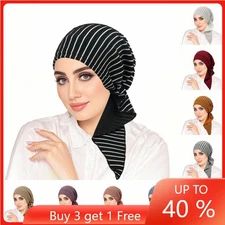 Islamic Women Turban Elastic Bonnet Head Cover Caps Hair Loss Islamic Beanie Hat