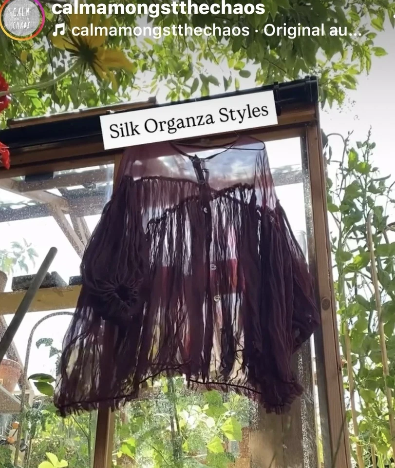 Calm Amongst The Chaos Silk Organza ‘L’Artiste’ Blouse one size Aubergine colour - Image 3 of 4