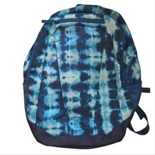 Lands End Back Pack Blue Tie Dye 4 Compartments Water Bottle Slots Hippie Boho