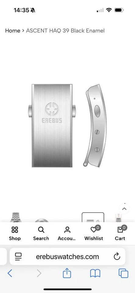 Bracciale Erebus Ascent 39mm HAQ alta precisione quarzo quadrante smalto nero J mai indossato - Immagine 2 di 4