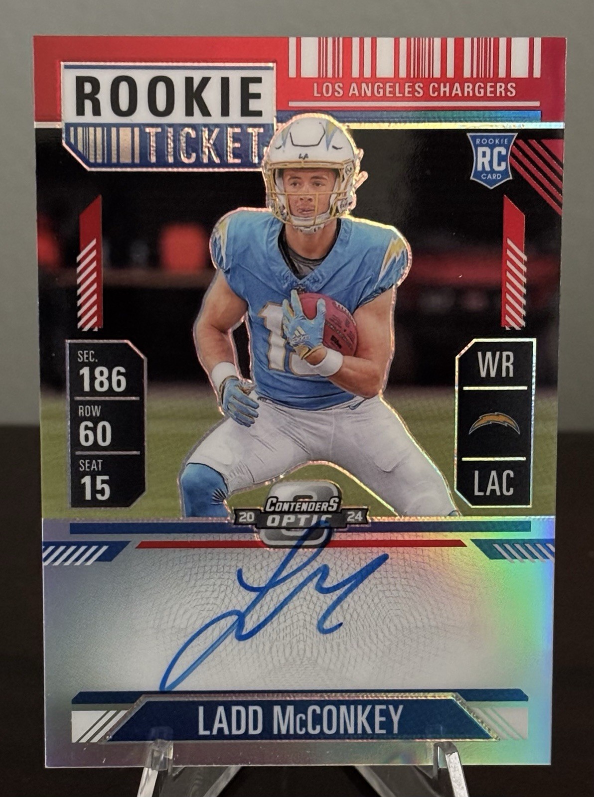LADD MCCONKEY 2024 CONTENDERS OPTIC ROOKIE TICKET RPS RED PRIZM RC AUTO /175