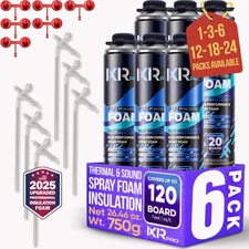 Spray Foam Insulation Can (6 x 26.46 oz. (750 g)) Expanding Foam Sealant