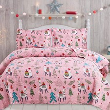 Christmas Quilt Set Queen/Full Size,3 Pieces Reversible Kids Girls Bedding Co...