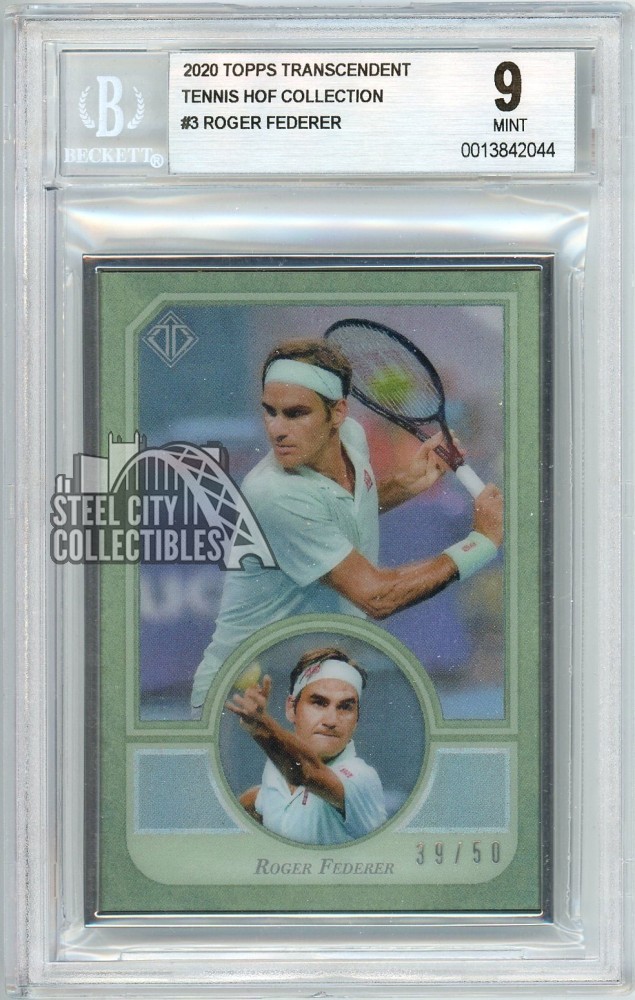 Roger Federer #3 Tennis Cards 2020 Topps Transcendent Tennis Hall of Fame Collection trading card — raw and PSA graded price guide