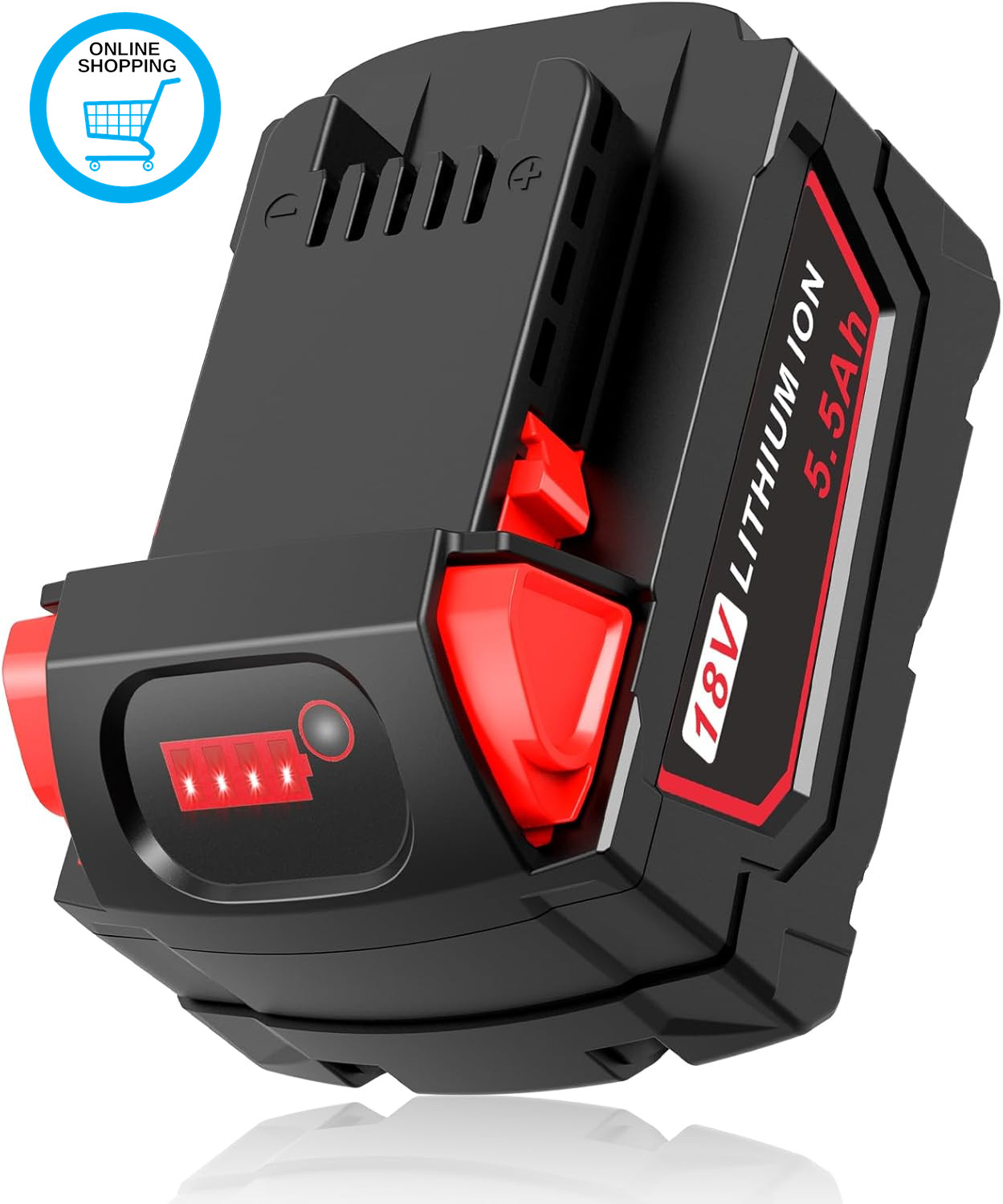 M18 18V 5500Mah Lithium-Ion Battery Compatible with Milwaukee M18 18V Tools 48-1
