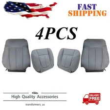For 09-14 Ford F150 Driver & Passenger Side Bottom & Top Leather SEAT COVER Grey