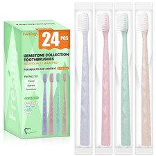 24 Pack Premium Disposable Toothbrush with Tongue Scraper Individually W