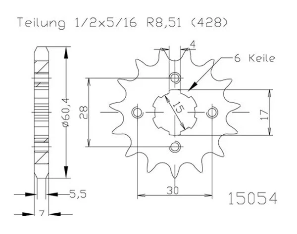 Pignon - 428 - 12 Dents - Made in Germany - Photo 1/1