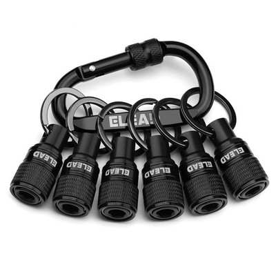 6-Piece Bit Holder Key Chain, 1/4 inch Black Hex Shank Bit Holders, Quick Rel...