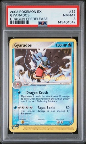 2003 POKEMON EX DRAGON PRERELEASE #32 GYARADOS PSA 8