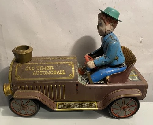 Vintage Car Tin Lithographed Old Timer Automobile Marx Antique Automoball