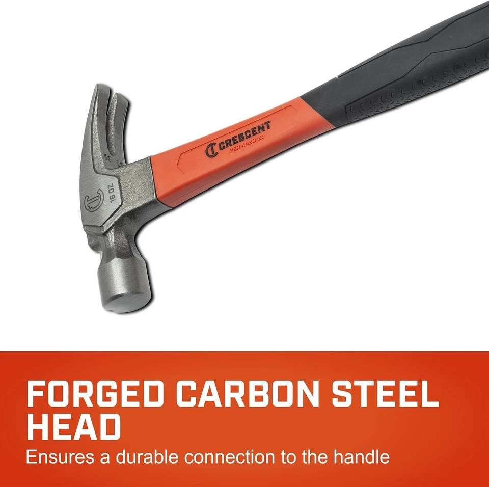 Martillo Rip Claw 16 oz. Cabeza de acero al carbono con mango de fibra de vidrio, media luna 11419C-06 Foto 2 de 4