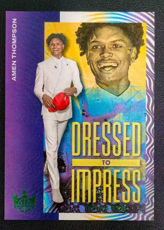Amen Thompson 2023-24 Panini Court Kings Dressed To Impress Jade 11/25 RC #8