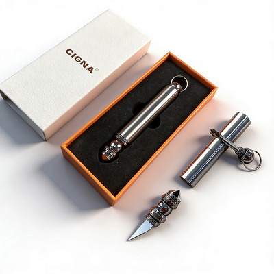 Waterproof Multifunctional Lighter Keychain Refillable Men's Gift(（NO OIL)