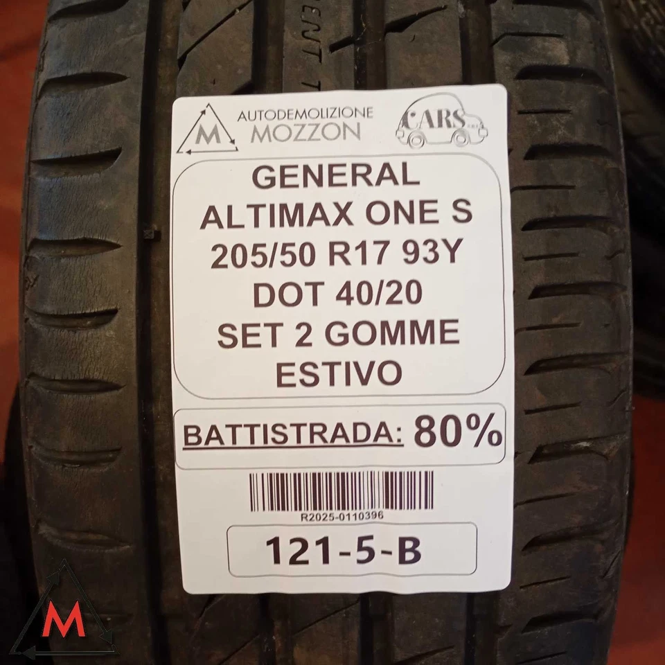 Set 2 gomme pneumatici estivi 205/50 R17 93Y GENERAL ALTIMAX ONE S usati 110396 - Bild 3 von 4