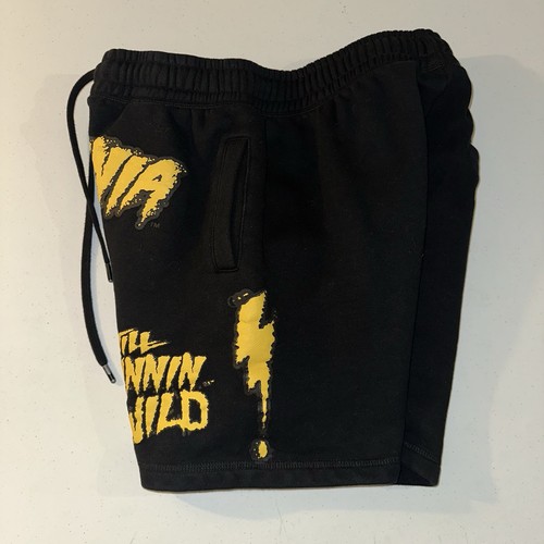 WWE x Shoe Palace Hulk Hogan Shorts Sz Medium Fleece Black Yellow Hulkamania - Picture 6 of 15
