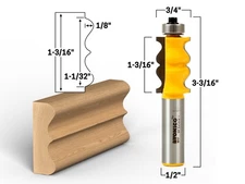 1-3/16" Picture Frame Molding Router Bit - 1/2" Shank - Yonico 16117