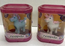 2 Vintage Neopets Voice Activated Pet White Blue Uni 2002 Thinkway Toys NIB