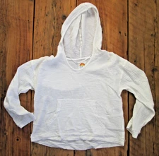 C&C California Women's Medium Shirt Hoodie White Muslin Hooded Pullover Tunic