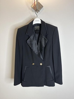 Women Escada Blazer Black Wool Silk 36