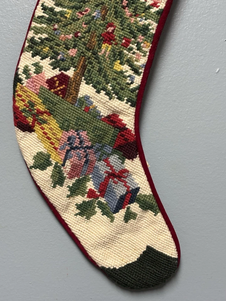 Medias victorianas vintage de lana/terciopelo Navidad punta de aguja del viejo mundo únicas Foto 3 de 4