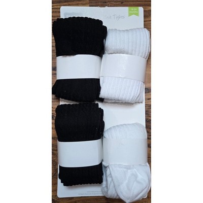 Hudson Baby 4 Pack NEW Cable Knit Tights Black White 18-24 Months