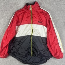 Wilson Windbreaker Jacket Mens Large Red White Black Colorblock Full Zip Nylon