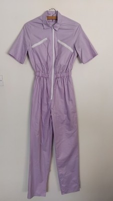 Vintage 70s New Wave Electro Lavender Purple Lilac Boiler Suit Jumpsuit | XS 6 8