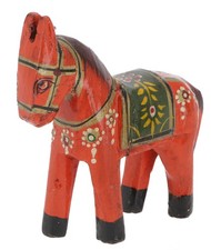 Deko Pferd, im Antik- look bemalt, Holzpferdchen - orange - 10*12*4 cm