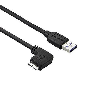 StarTech.com 1m 3 ft Slim Micro USB 3.0 Cable M/M - Left-Angle Micro-USB - US...