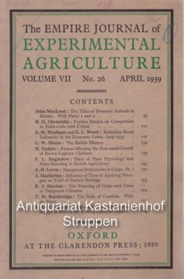 The Empire Journal of Experimental Agriculture.,Volume VII, No. 26, April 1939.,