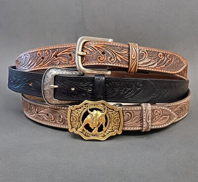 #ad Men#x27;s Western Belt Cowboy Full Grain Leather Strap With Removable Buckle $33.99