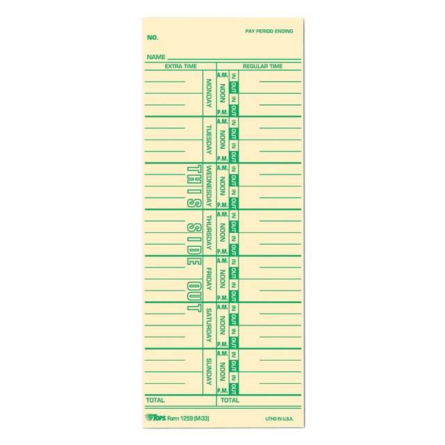 Tops 1259 weekly time card manila pack of 500 for sale online ebay