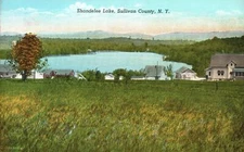 Shandelee Lake Hay Field Houses Sullivan County New York NY Vintage Postcard