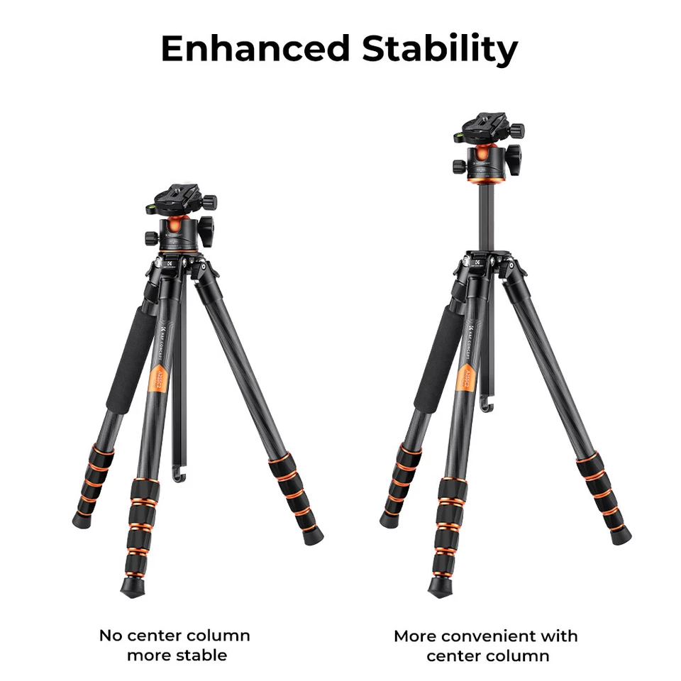 K&F Concept 62" Camera Tripod Pro Carbon Fiber Monopod Metal Ball Head fr Travel - Image 4 of 4