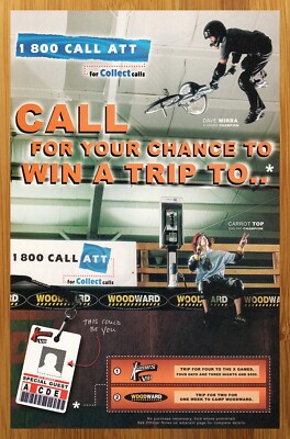 2002 Call ATT Vintage Print Ad/Poster Collect X Games Dave Mirra Carrot Top BMX