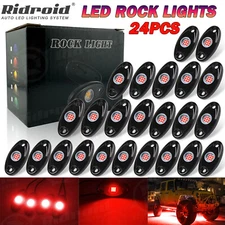 24Pcs Red LED Rock Pods Light Underbody Glow Lamp SUV Offroad Pickup Truck UTV