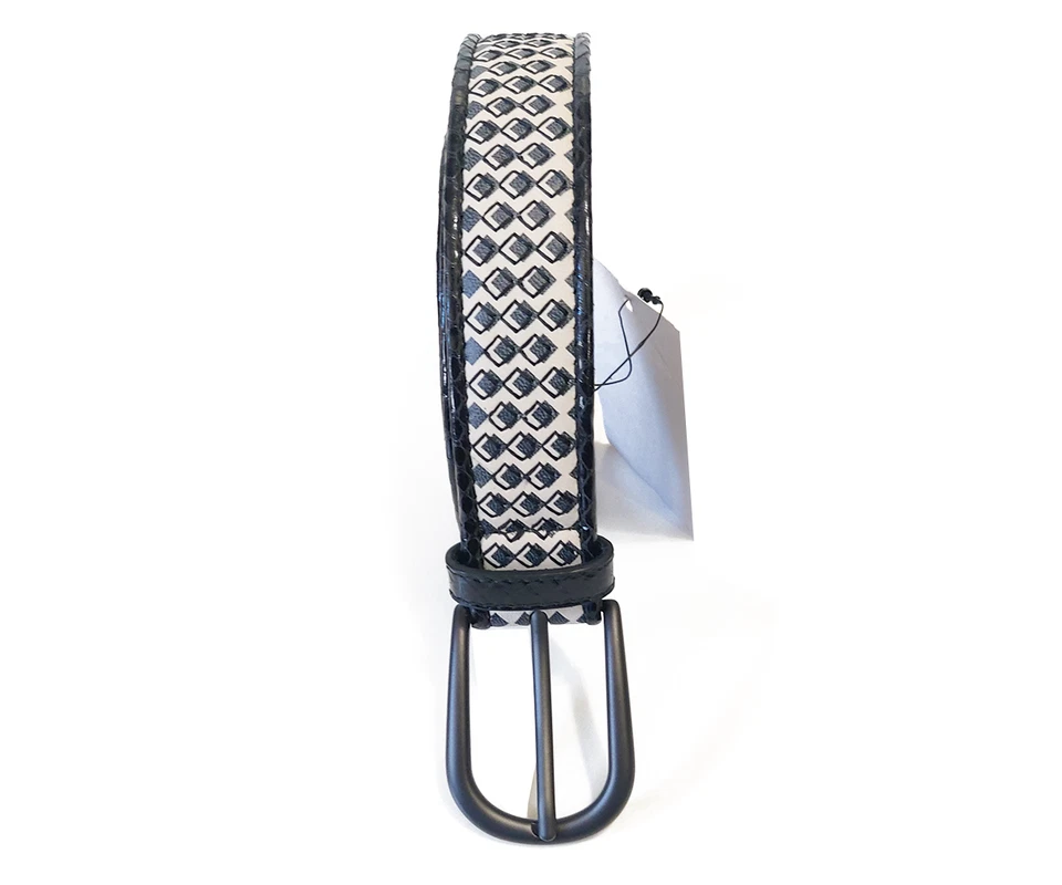 Bottega Veneta 407219 VAWW1 Women Belt Black White Printed Napa Leather Size M - image 3 of 4