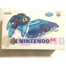 Nintendo64 Clear Blue Console Original box Tested N64 Japan Game