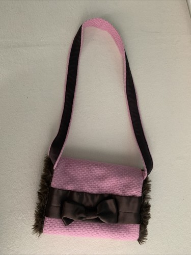 Girls Pink & Chocolate Hand Muff 9” X 6” with 14” drop Acrylic - Picture 2 of 4