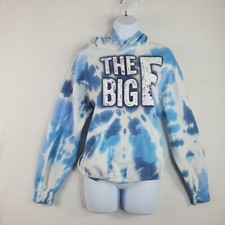 GILDAN Heavy Blend Women's Blue White Tie Dye Hooded Sweatshirt Size M
