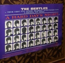 BEATLES A HARD DAY'S NIGHT MOVIE POSTER 1980S ERA UK REPRODUCTION LARGE SIZE!