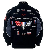 Authentic Camaro Collage Racing Embroidered Cotton Jacket JH Design Black