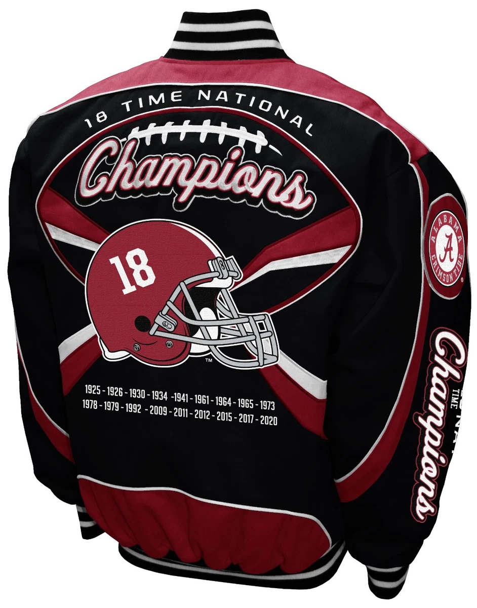 Alabama Crimson Tide NCAA Black 18 Time Nationals Champions Twill Jacket