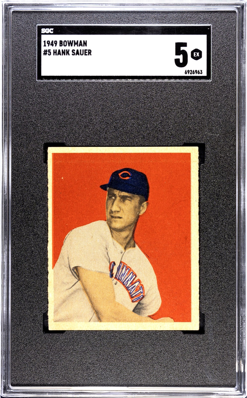 1949 Bowman HANK SAUER Cincinnati Reds #5 SGC 5 EX Condition